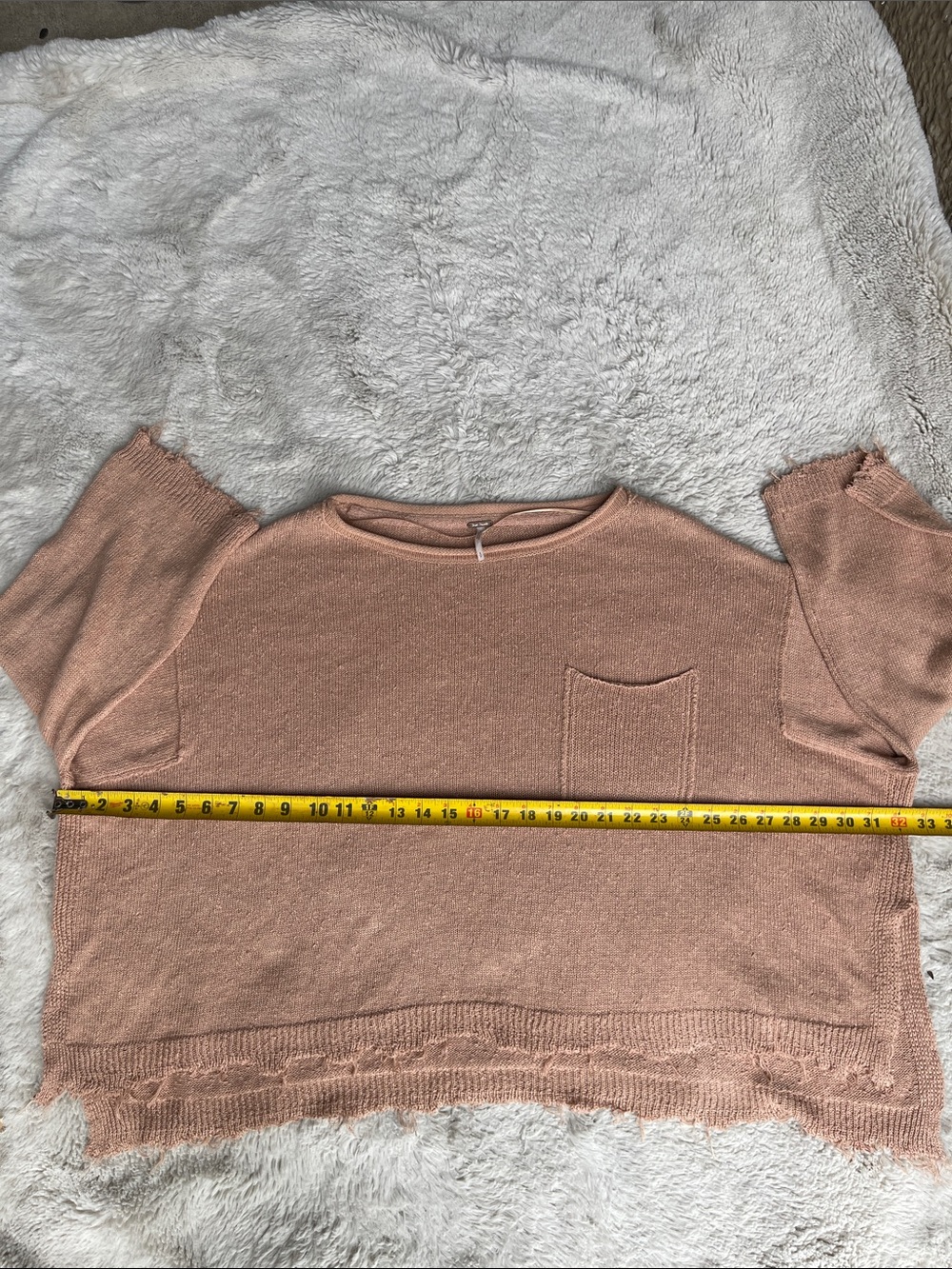 Free People Distressed OversPocket Sweater in  Sand Size S - Picture 10 of 10